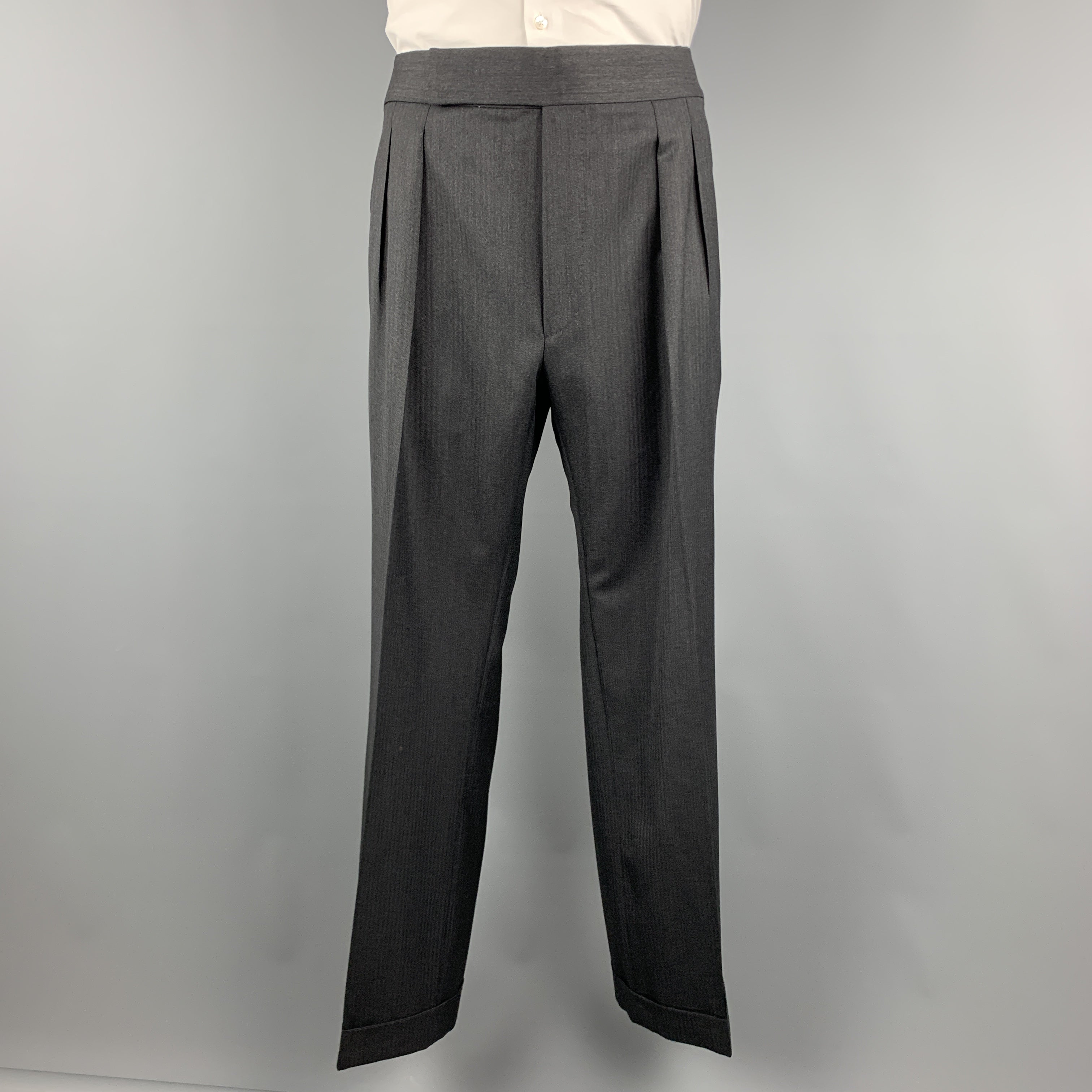 【関送込】TOM FORD◆WOOL PANTS Tom Ford - Black & White Plaid Wool Slim Flared Pant
