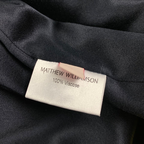 MATTHEW WILLIAMSON Size 4 Multi-Color Viscose Ruched V-Neck Dress