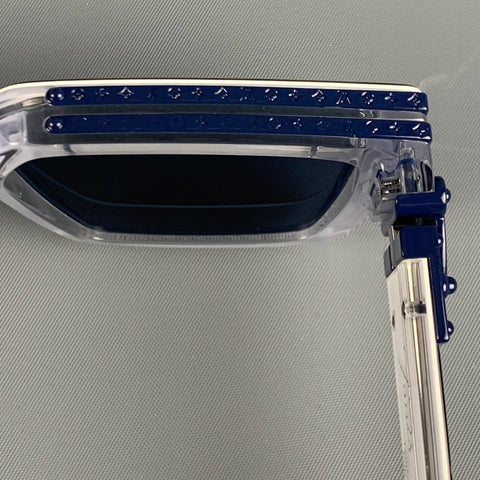LOUIS VUITTON Blue White Marbled Acetate Sunglasses