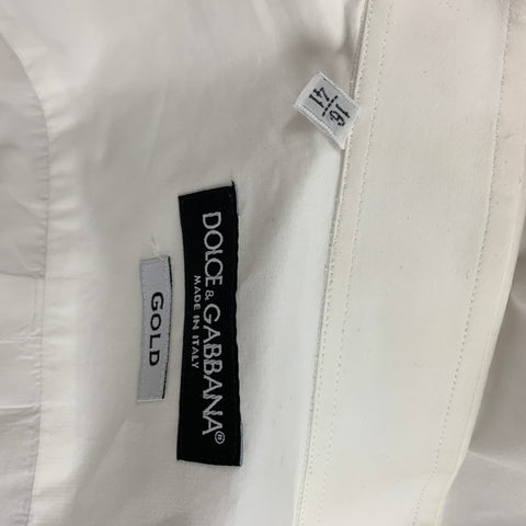 DOLCE & GABBANA Size M White Print Cotton Button Up Long Sleeve Shirt