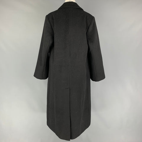 F Size S Black Wool Polyester Single Breasted Coat