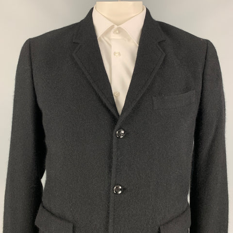 KIMINORI MORISHITA Size 42 Black Angora Notch Lapel Sport Coat