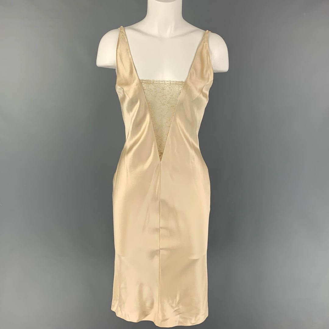 j mendel cocktail dresses J.MENDEL Size 4 Cream Silk Sleeveless Cocktail Dress