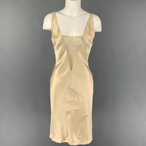J. MENDEL Size 4 Beige Mixed Fabrics Slip Cocktail Dress