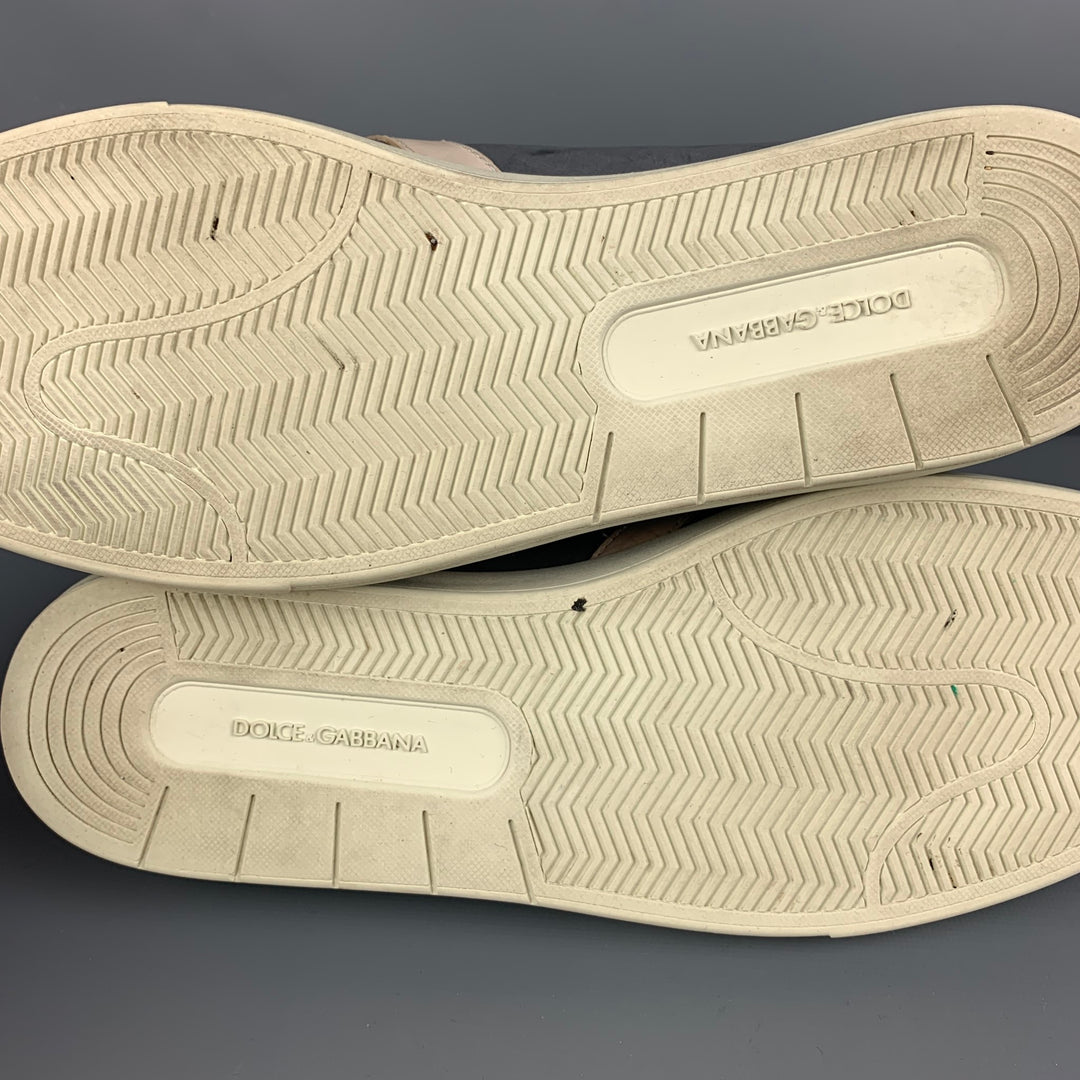 DOLCE &amp; GABBANA SPORT Talla 9 Zapatillas bajas de cuero con bloques de color gris crema