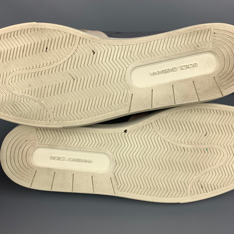 DOLCE & GABBANA SPORT Size 9 Grey Cream Color Block Leather Low Top Sneakers