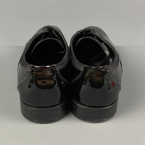 SALVATORE FERRAGAMO Size 13 Black Leather Tuxedo Lace Up Shoes
