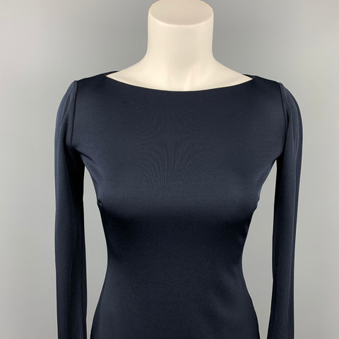 RALPH LAUREN Black Label Taille 0 Robe col bateau en viscose marine