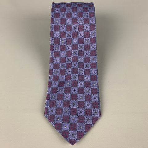 WILKES BASHFORD Purple Burgundy Square Silk Tie