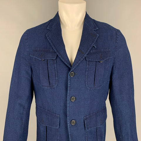 BANANA REPUBLIC Size 40 Indigo Buttoned Notch Lapel Jacket