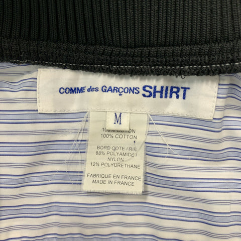 COMME des GARCONS Size M White Navy Stripe Cotton Long Sleeve Shirt