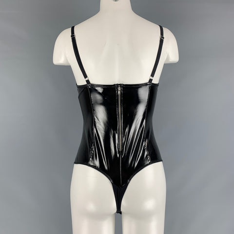 FLEUR DU MAL Size S Black Polyeurethane Solid Bodysuit Dress Top