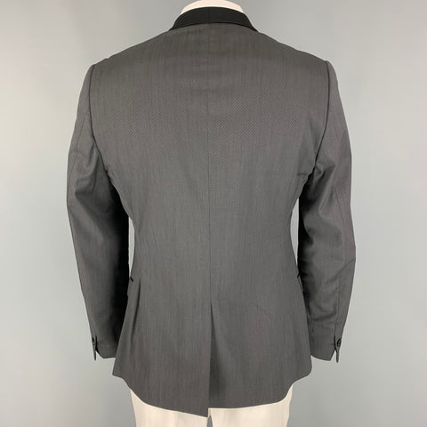PS by PAUL SMITH Size 46 Dark Gray Diamond Shawl Collar Black Sport Coat