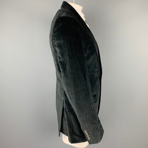 DOLCE & GABBANA Size 40 Regular Black Cotton Velvet Sport Coat