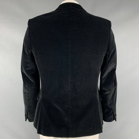TED BAKER Size 42 Black Velvet Cotton Notch Lapel Sport Coat