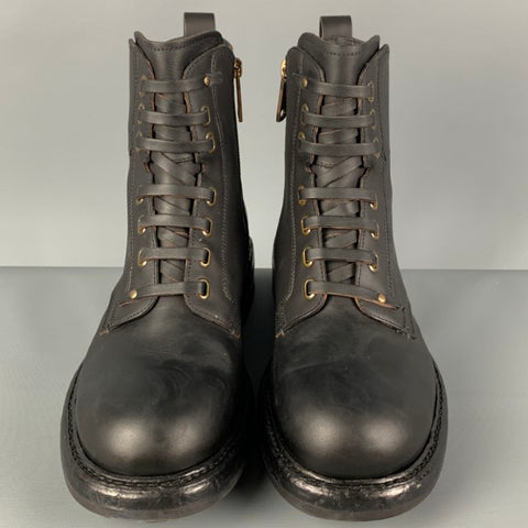 DOLCE & GABBANA Size 8.5 Black Leather Combat Ankle Boots