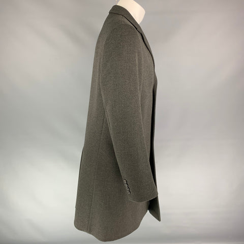 DRIES VAN NOTEN Size 40 Olive Wool Notch Lapel Coat
