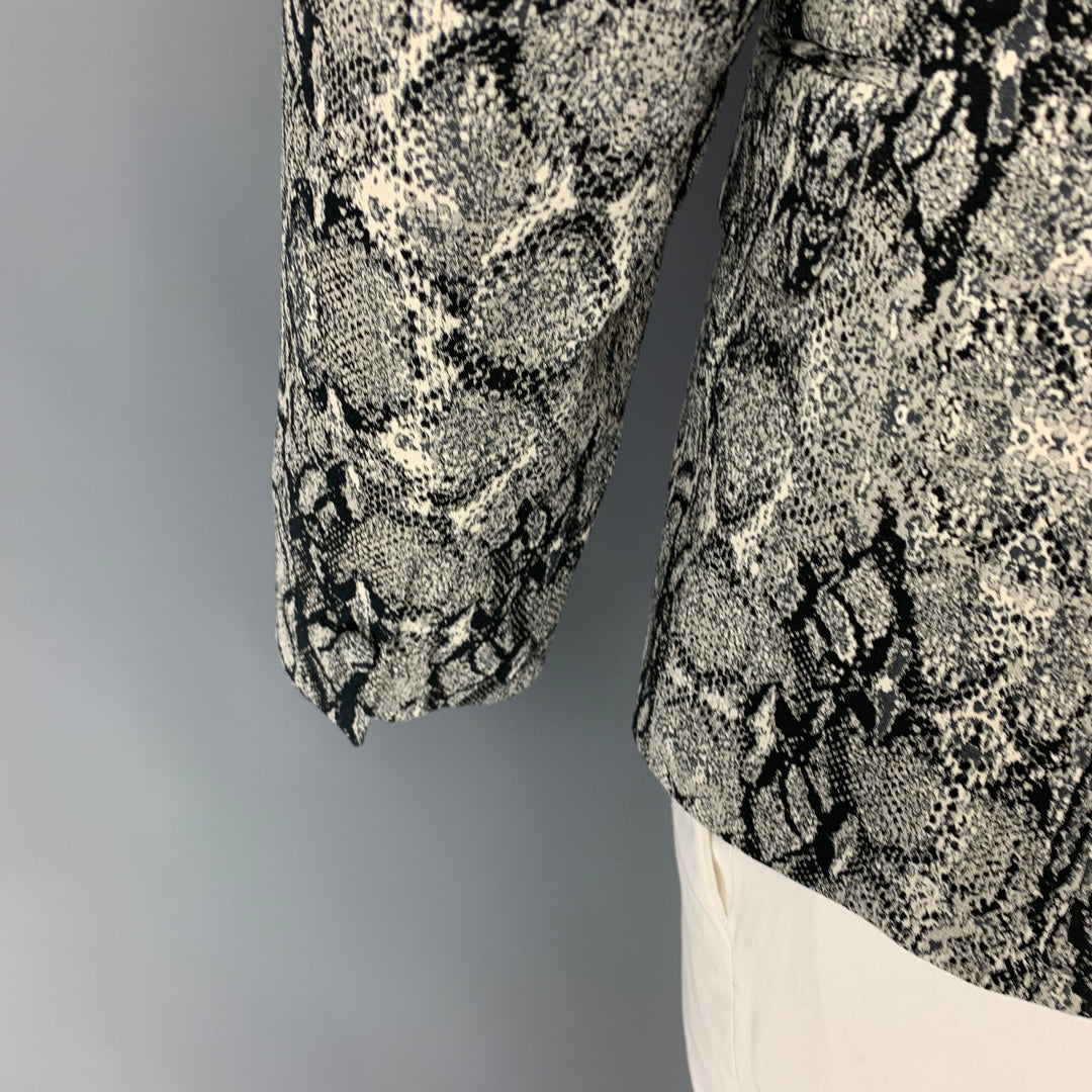 JUST CAVALLI Size 42 Grey Black Snake Skin Print Cotton Blend Peak Lapel Sport Coat