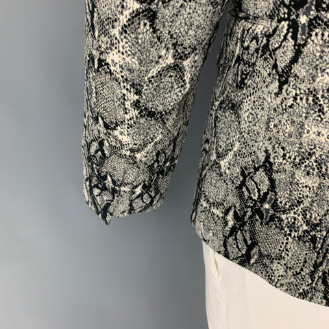 JUST CAVALLI Size 42 Grey Black Snake Skin Print Cotton Blend Peak Lapel Sport Coat