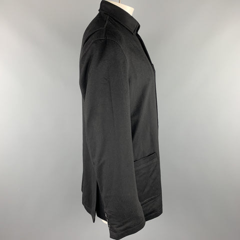 FACONNABLE Size L Black Wool Buttoned Jacket
