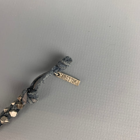 ETTIKA Grey Woven Leather Metal Bracelet