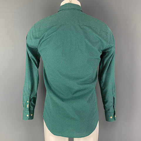 SCOTCH AND SODA Size S Green White Polka Dot Stretch Long Sleeve Shirt