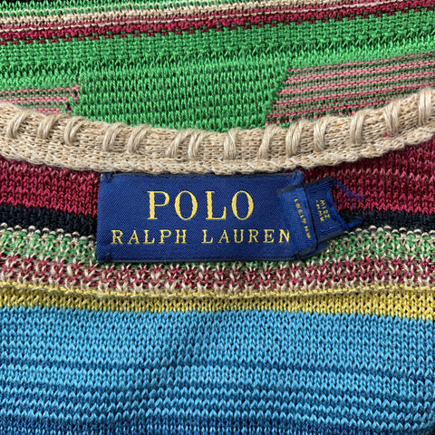 RALPH LAUREN Taille M Robe sans manches en mélange de soie tricotée multicolore