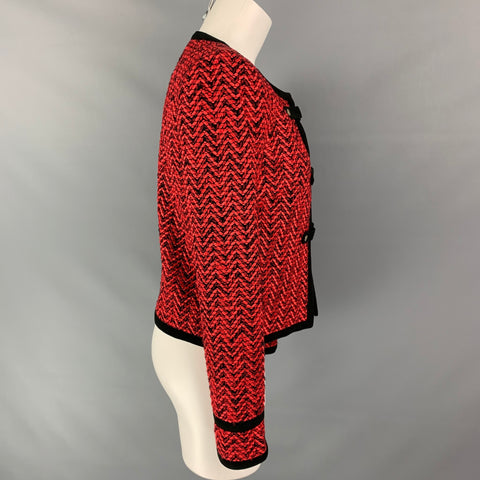 SEM SEM Size 4 Red & Black Acrylic Blend Zig Zag Suede Jacket