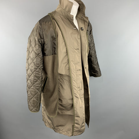 BEAMS Chest Size S Olive Polyester Buttoned Belted Long Coat
