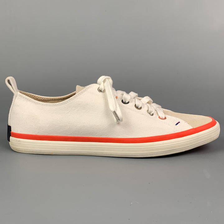 PAUL SMITH Size 7 White Canvas Lace Up Bernard Trainer Sneakers