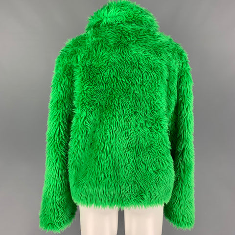 MSGM Size M Green Modacrylic Blend Textured Zip Up Jacket