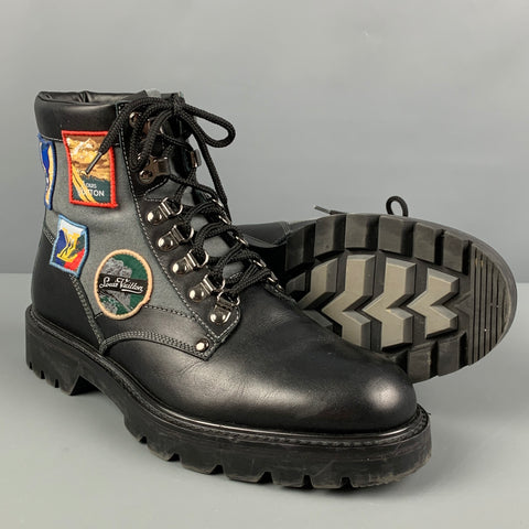 LOUIS VUITTON Talla 6.5 Botas Metropolis Ranger de cuero con parches negros