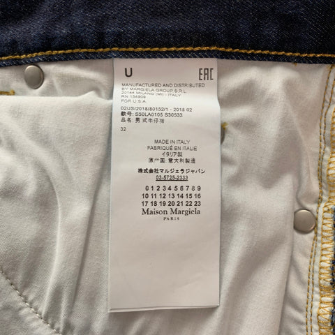 MAISON MARGIELA Size 32 Indigo Contrast Stitch Denim Button Fly Jeans