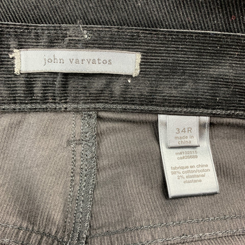 JOHN VARVATOS Size 34 Black Corduroy Jean Cut Casual Pants