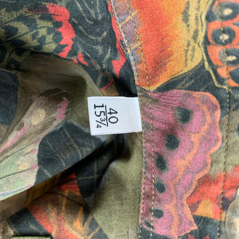 VALENTINO Taille M Chemise à manches longues en coton imprimé multicolore avec boutons cachés