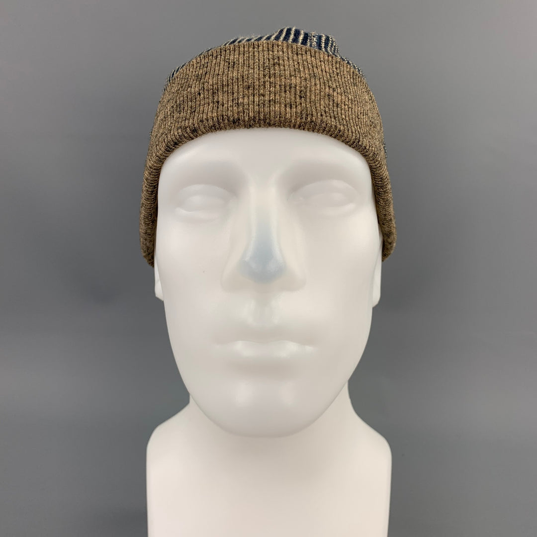 KAPITAL Olive & Brown Knitted Cotton Beanie