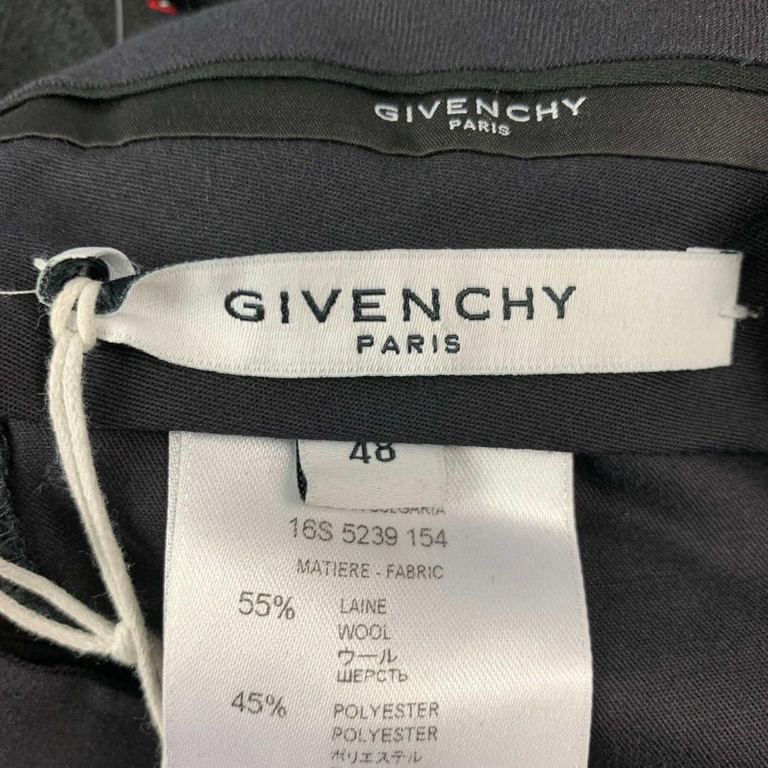 GIVENCHY Size 32 Black & Red Rhombus Print Wool / Polyester Zip Fly Dress Pants