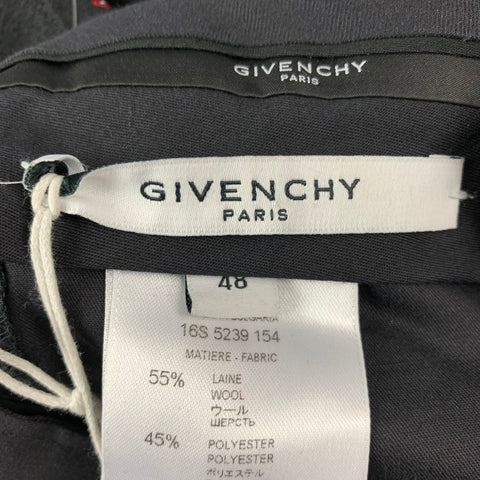GIVENCHY Talla 32 Pantalón de vestir con bragueta con cremallera de lana / poliéster con estampado de rombos en negro y rojo