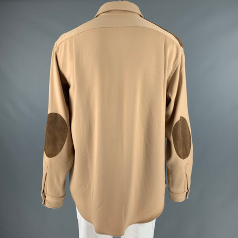 POLO by RALPH LAUREN Size XL Beige Brown Wool Suede Long Sleeve Shirt