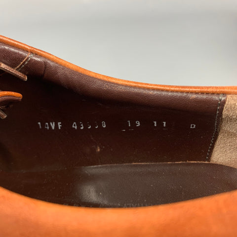 SALVATORE FERRAGAMO Size 11 Tan Perforated Leather Wingtip Lace Up Shoes