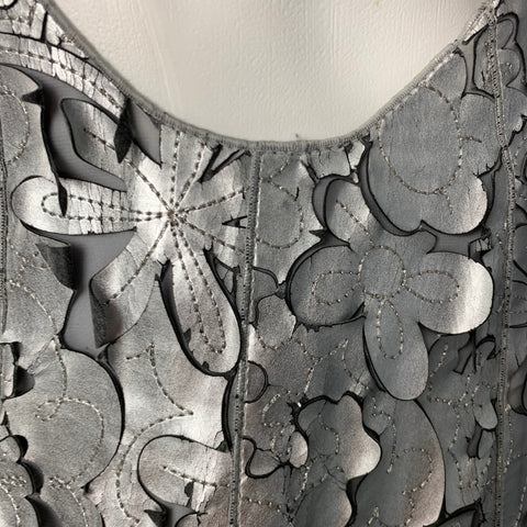 MARC JACOBS Taille 0 Haut robe sans manches découpé en cuir gris argenté