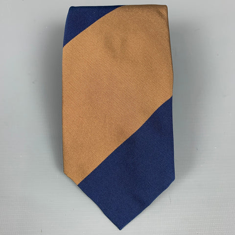 LUCIANO BARBERA Navy & Brown Twill Diagonal Stripe Silk / Cotton Tie