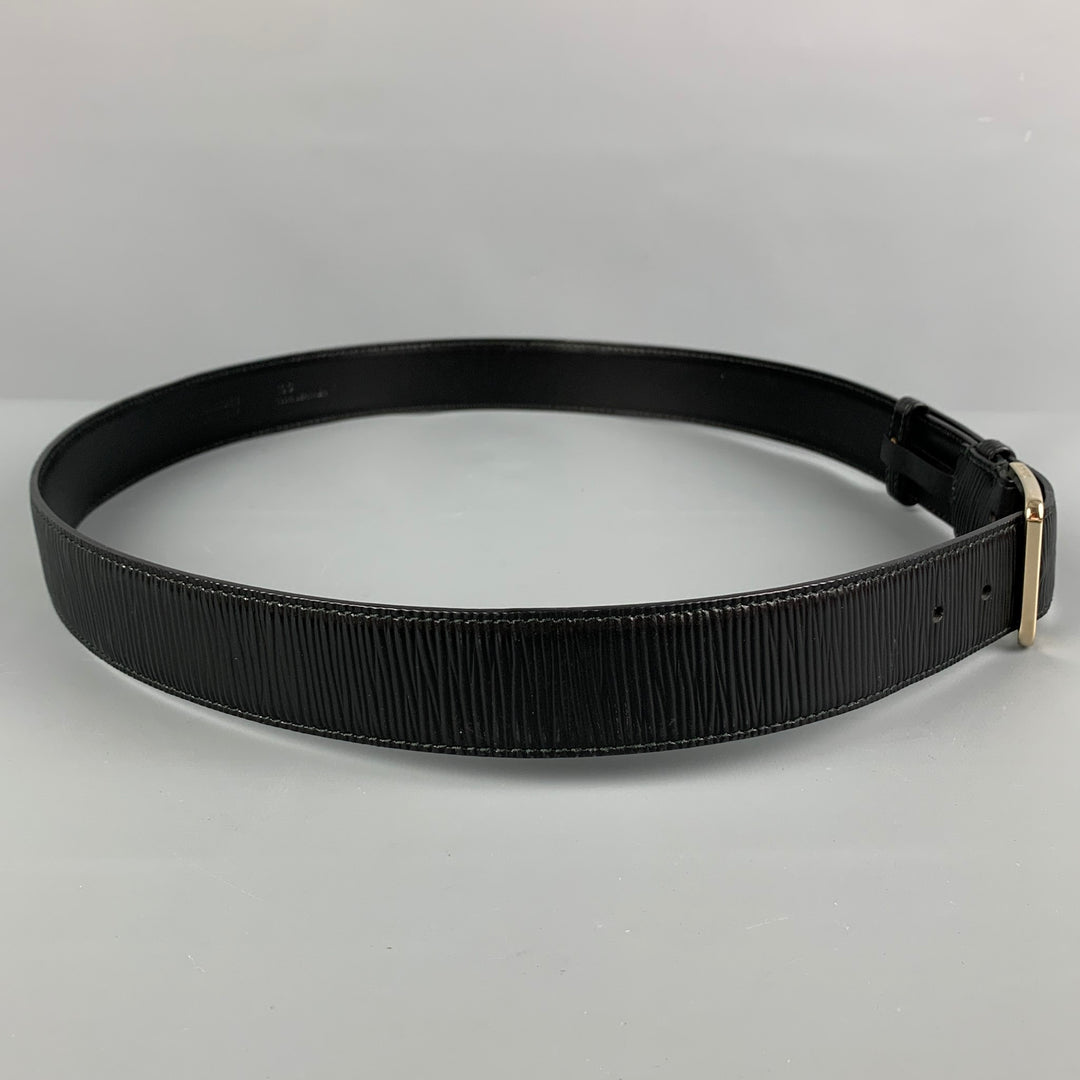 JIL SANDER Size L Black Textured Leather Belt