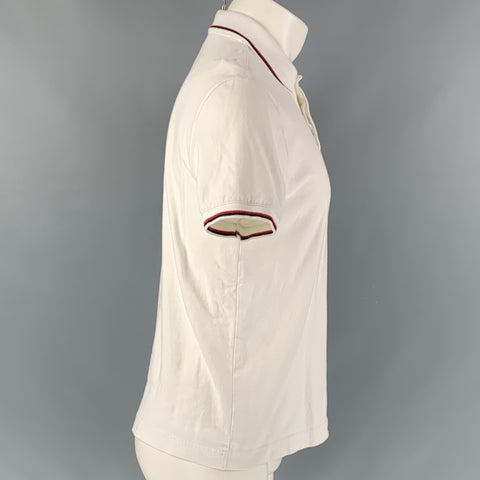 THEORY Size M White Solid Cotton Polo