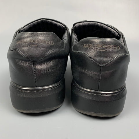 KARL LAGERFELD Size 10.5 Black Leather Slip On Loafers