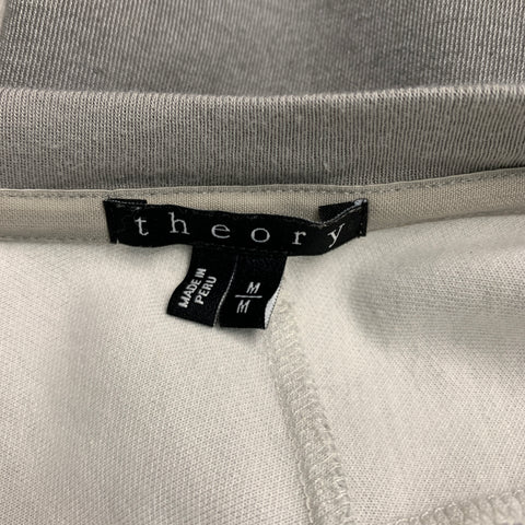 THEORY Size M Grey Green Color Block Cotton  Polyester Crew-Neck Pullover