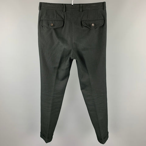 TOM FORD Size 32 Black Textured Cotton Zip Fly Casual Pants