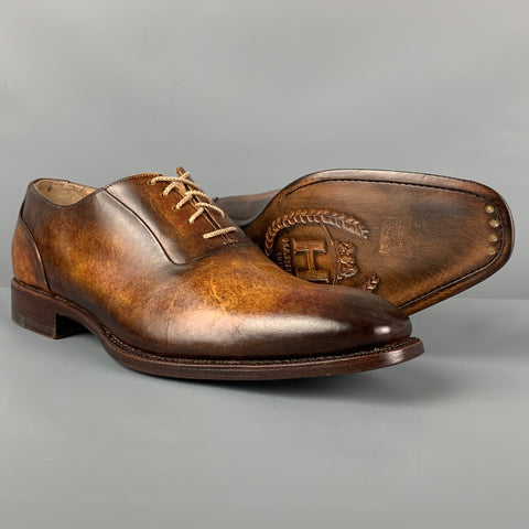 CALZOLERIA HARRIS Size 10 Brown Antique Leather Lace Up Shoes