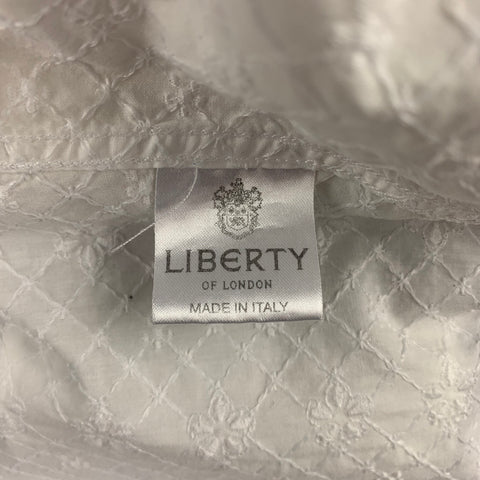 LIBERTY OF LONDON Size M White Embroidery Cotton Button Up Long Sleeve Slim Fit Shirt