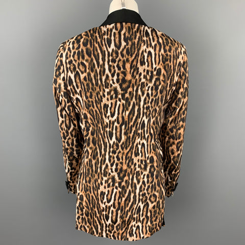 R13 SS 2019 Size L Tan & Black Leopard Print Viscose Blazer Jacket